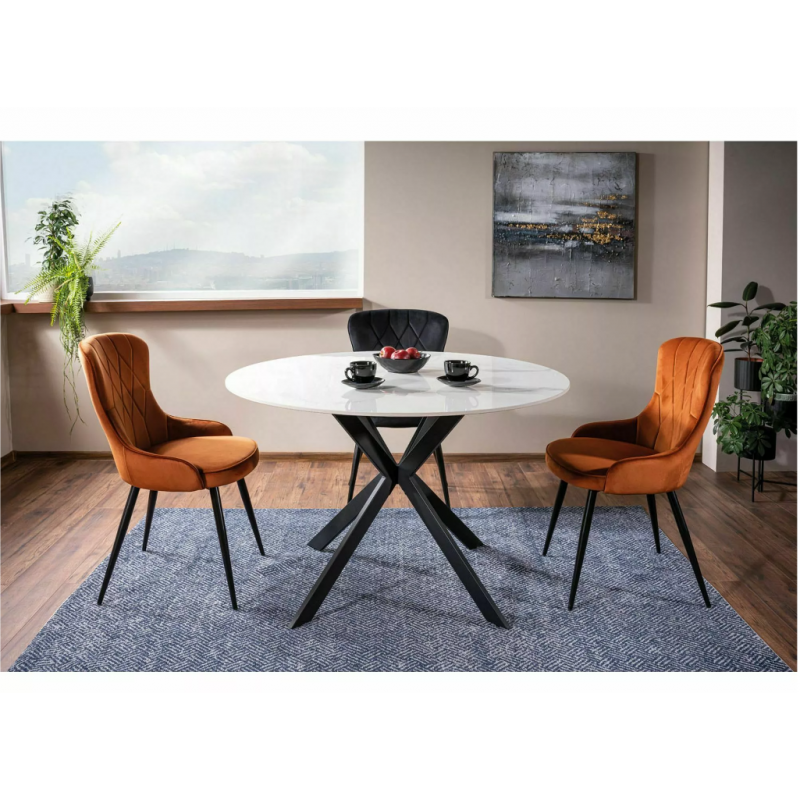 Okrągły stół Talia biały/czarny stelaż FI120