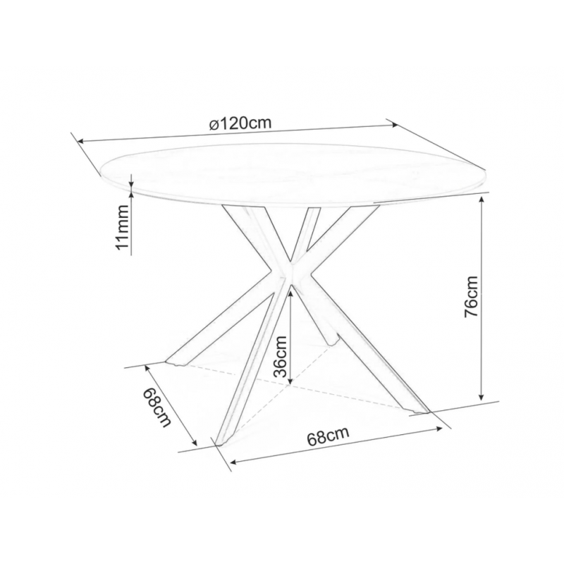 Okrągły stół Talia biały/czarny stelaż FI120