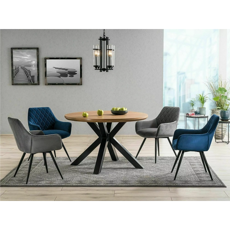 Stół okrągły Ritmo dąb/czarny stelaż FI120