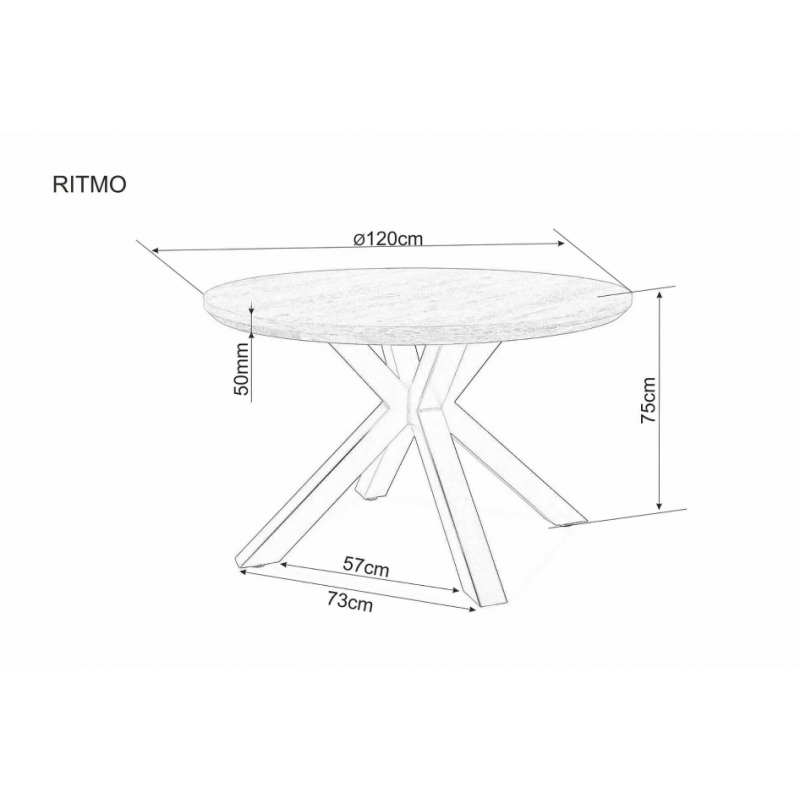 Stół okrągły Ritmo dąb/czarny stelaż FI120