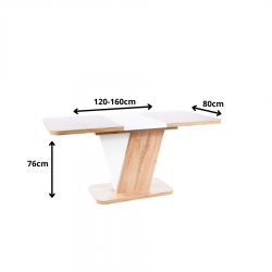 Rozkładany stół Crocus dąb wotan/biały mat 120(160)X80