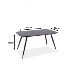 Stół w stylu glamour Cyryl I czarny efekt kamienia/czarno-złoty