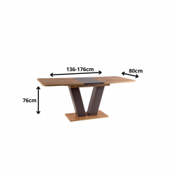Rozkładany stół Platon dąb wotan/brąz 136(176)X80