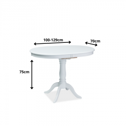 Rozkładany stół Dello w stylu klasycznym biały 100(129)x70