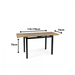 Rozkładany stół GD017 dąb artisan/chrom 110(170)x74