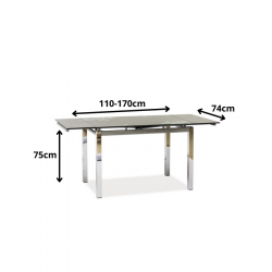 Rozkładany stół GD017 szary/chrom 110(170)x74