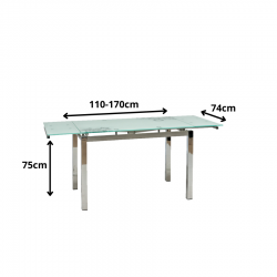 Rozkładany stół GD017 biały/chrom 110(170)x74