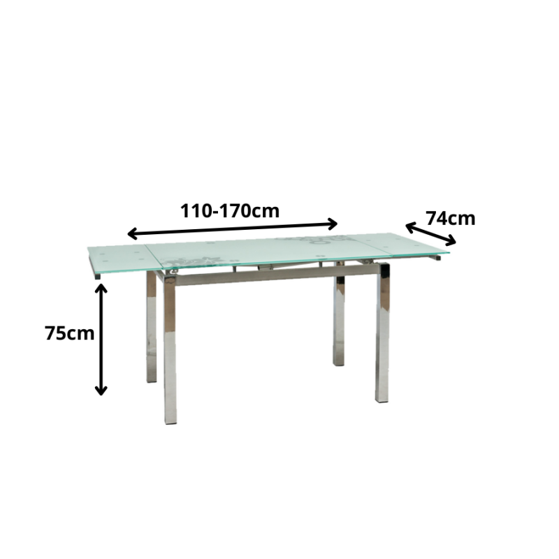 Rozkładany stół GD017 biały/chrom 110(170)x74