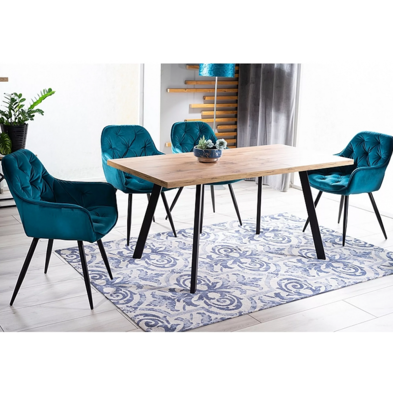 Rozkładany stół Brick dąb artisan/czarny120(160)X80