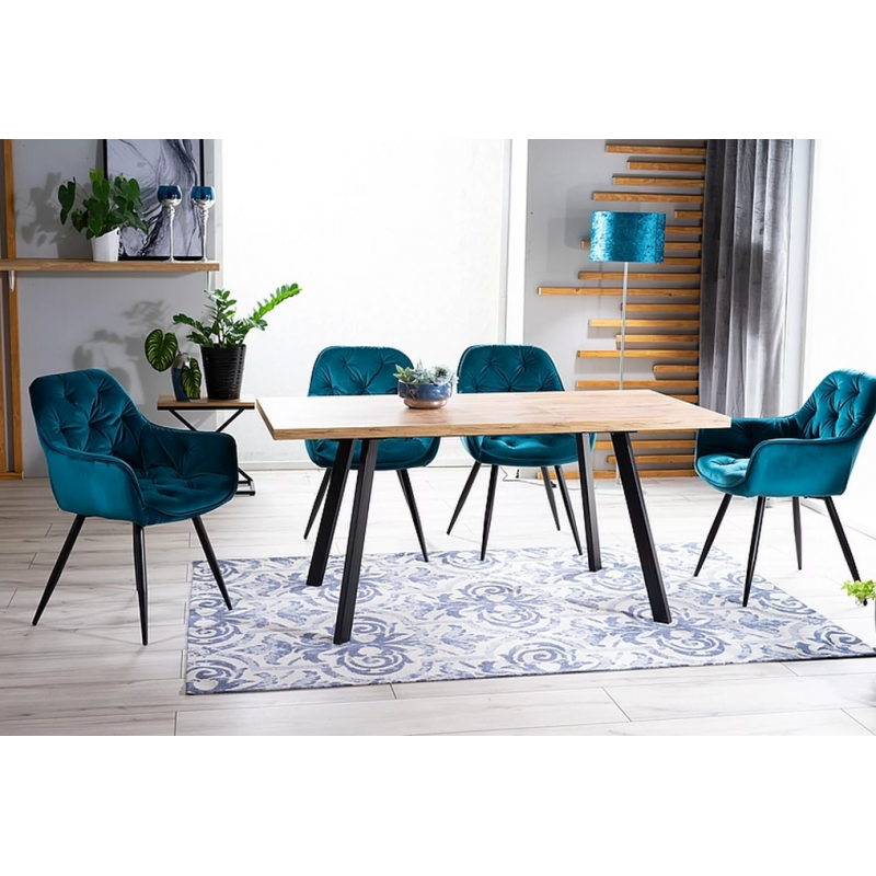 Rozkładany stół Brick dąb artisan/czarny120(160)X80