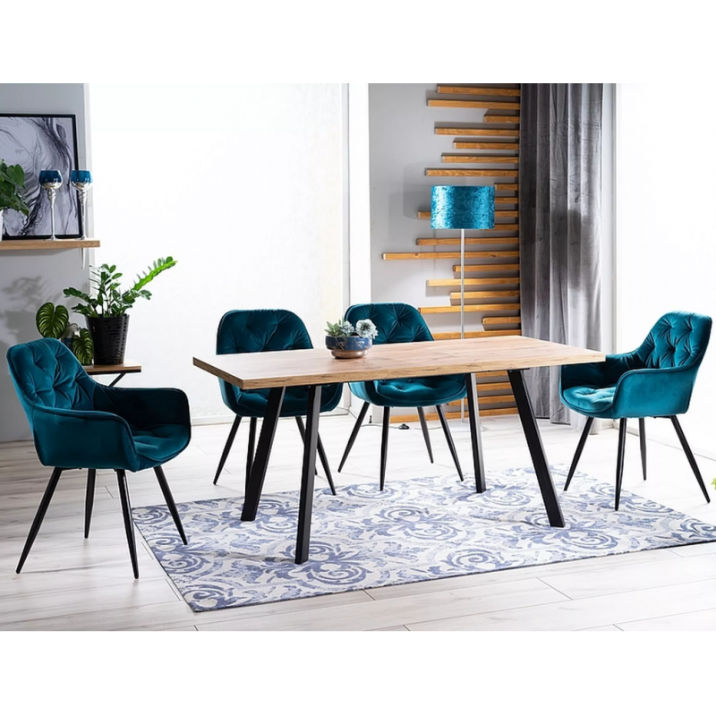 Rozkładany stół Brick dąb artisan/czarny120(160)X80