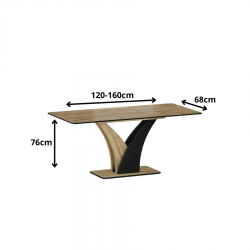 Rozkładany stół Vento dąb artisan/czarny 120(160)X68