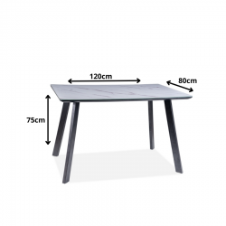 Stół Samuel efekt marmuru/czarny mat 120X80