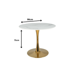 Okrągły stół Espero biały efekt marmuru/złoty FI 90