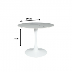 Okrągły stół Espero biały efekt marmuru/biały FI 90