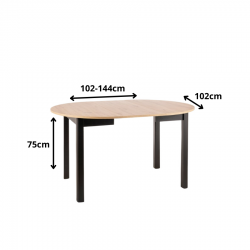 Stół rozkładany Dante dąb artisan/czarny mat FI102 (102-142)