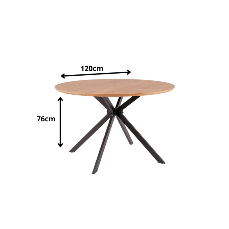 Okrągły stół Aster dąb/czarny mat stelaż FI120