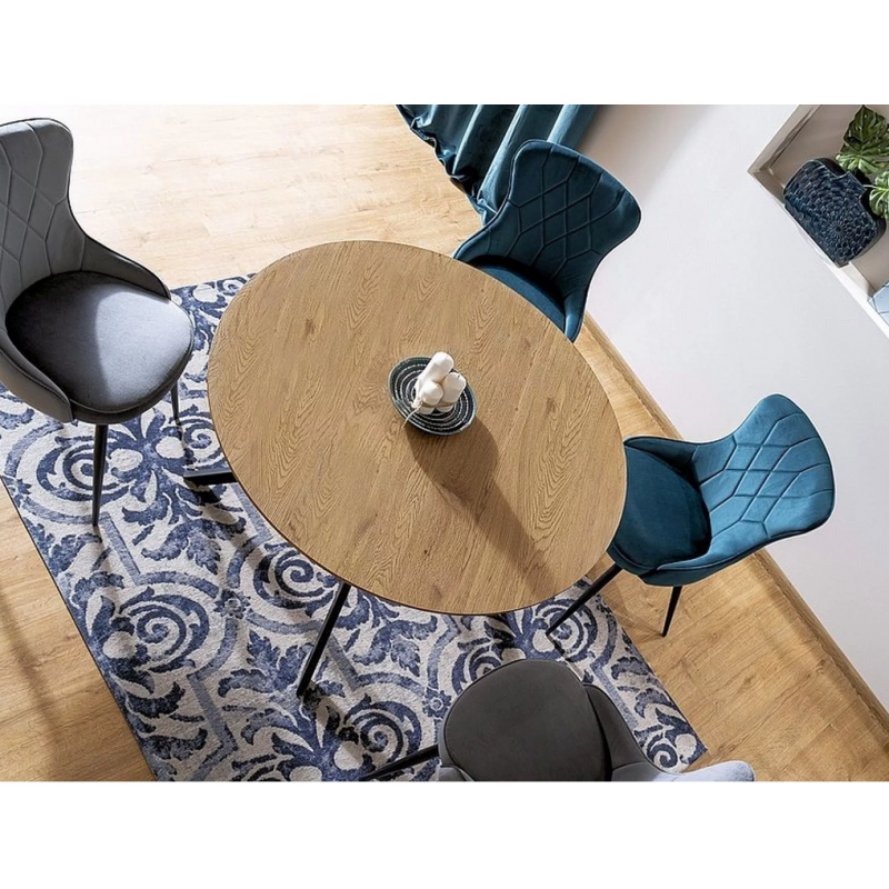 Okrągły stół Aster dąb/czarny mat stelaż FI100