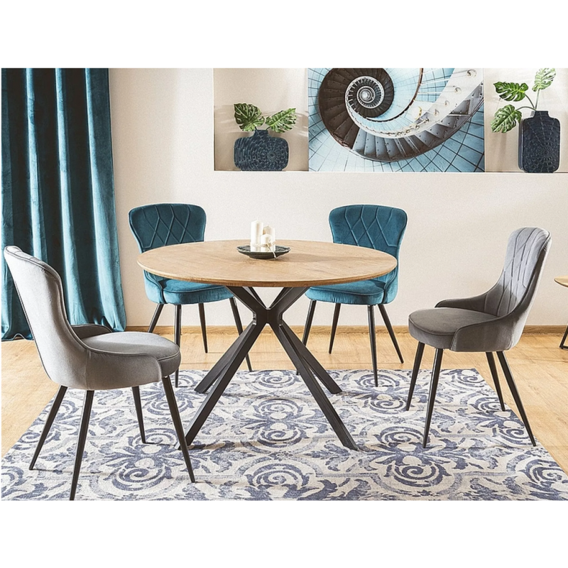 Okrągły stół Aster dąb/czarny mat stelaż FI100