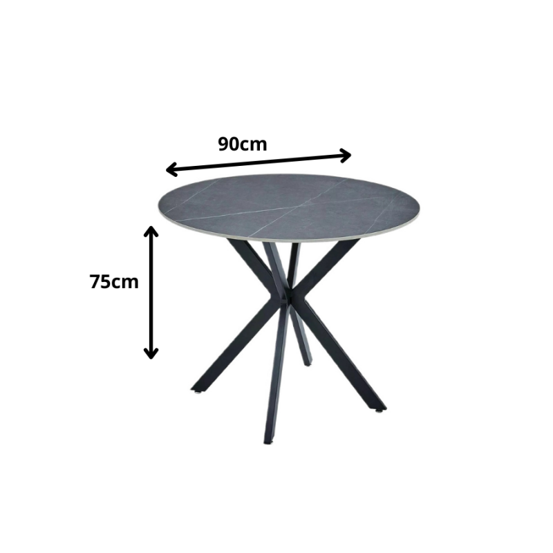 Okrągły stół Talia szary efekt marmuru/czarny fi90
