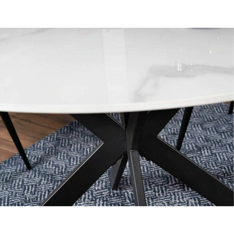 Okrągły stół Talia biały efekt marmuru/czarny fi90