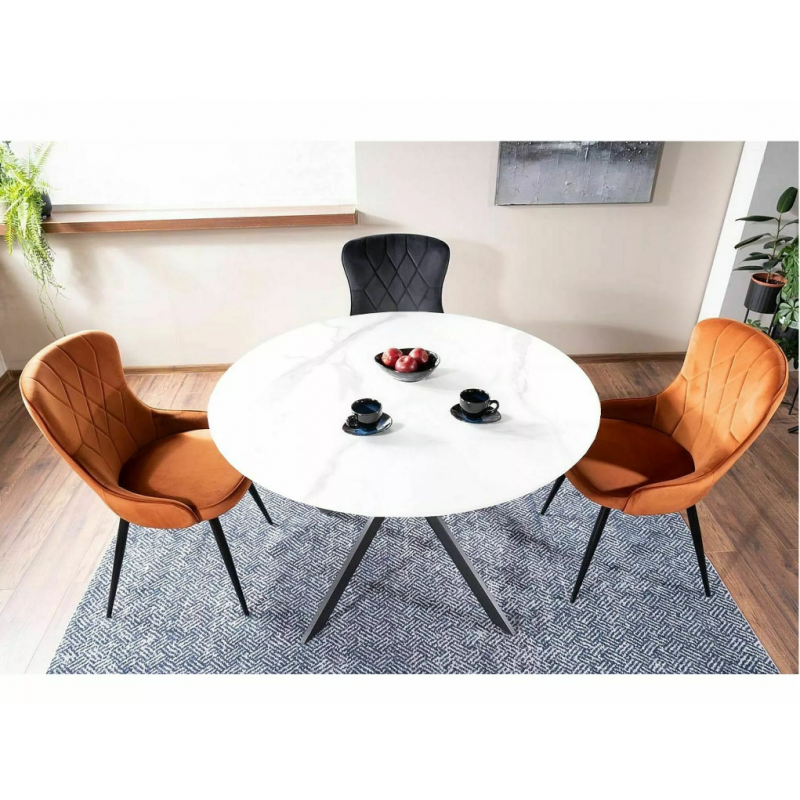 Okrągły stół Talia biały efekt marmuru/czarny fi90