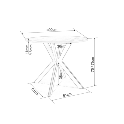 Okrągły stół Talia biały efekt marmuru/czarny fi90