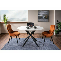 Okrągły stół Talia biały efekt marmuru/czarny fi90