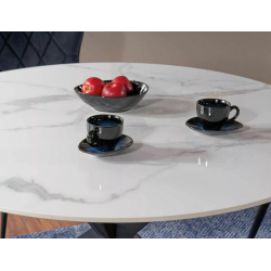 Okrągły stół Talia biały efekt marmuru/czarny fi90