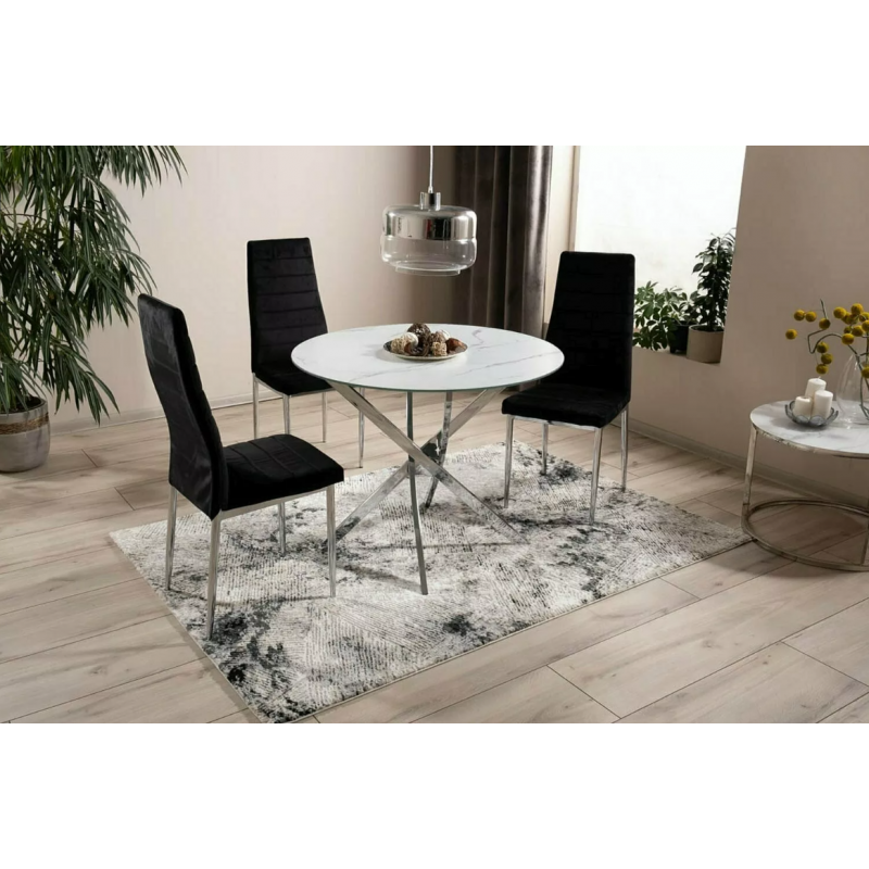 Stół Agis biały efekt marmuru/chrom FI 90