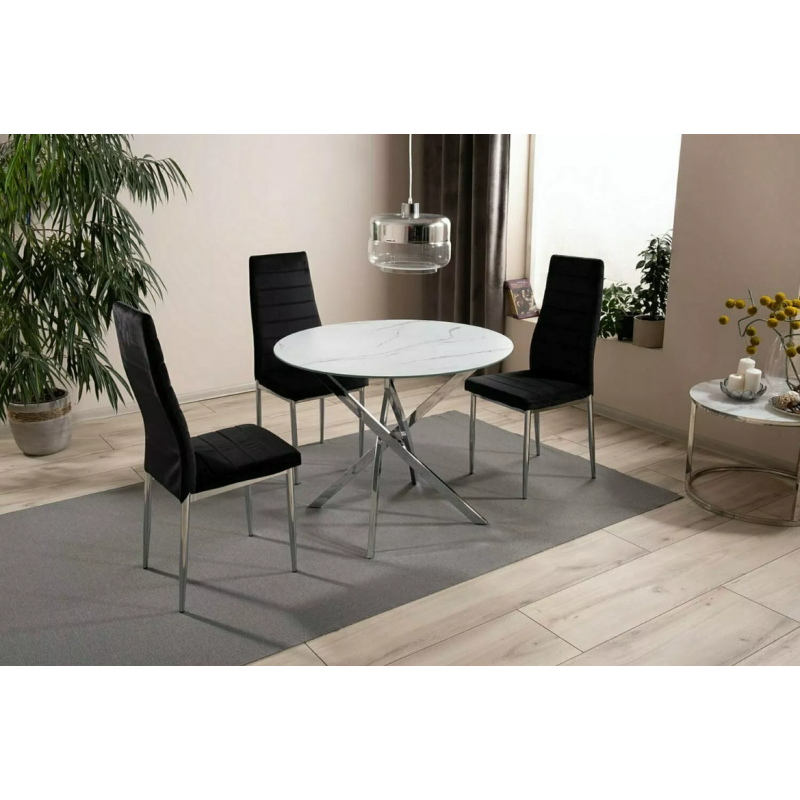 Stół Agis biały efekt marmuru/chrom FI 90