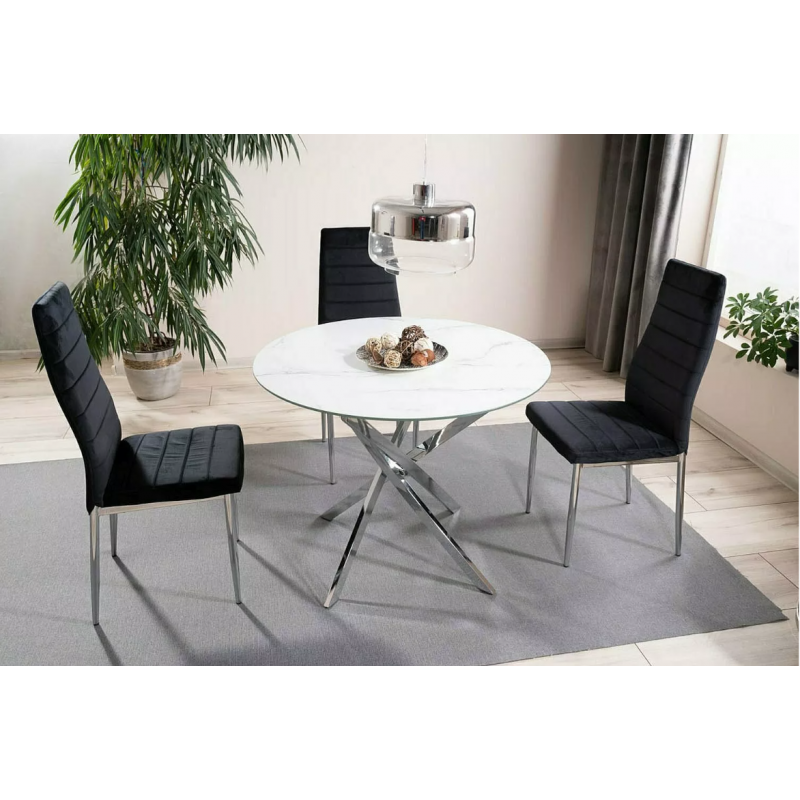 Stół Agis biały efekt marmuru/chrom FI 90