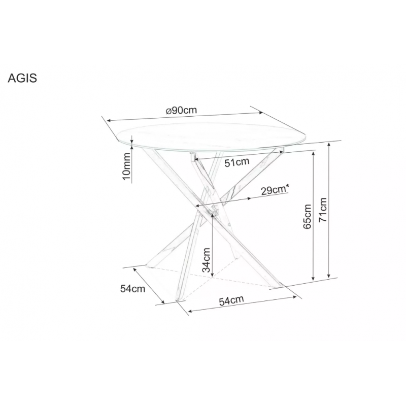 Stół Agis biały efekt marmuru/chrom FI 90