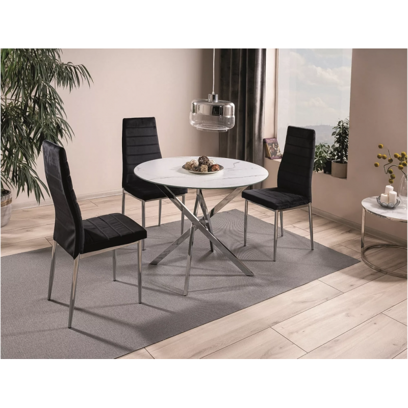 Stół Agis biały efekt marmuru/chrom FI 90