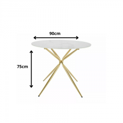 Okrągły stół Azalia Ceramic biały/złoty FI 90