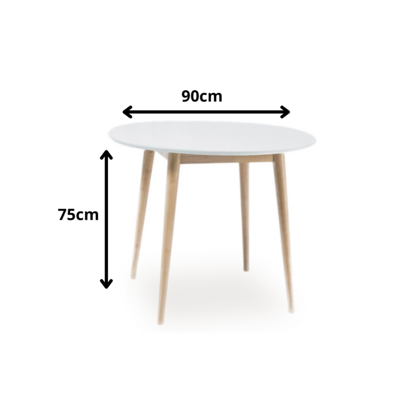Okrągły stół Larson biały/dąb bielony FI90