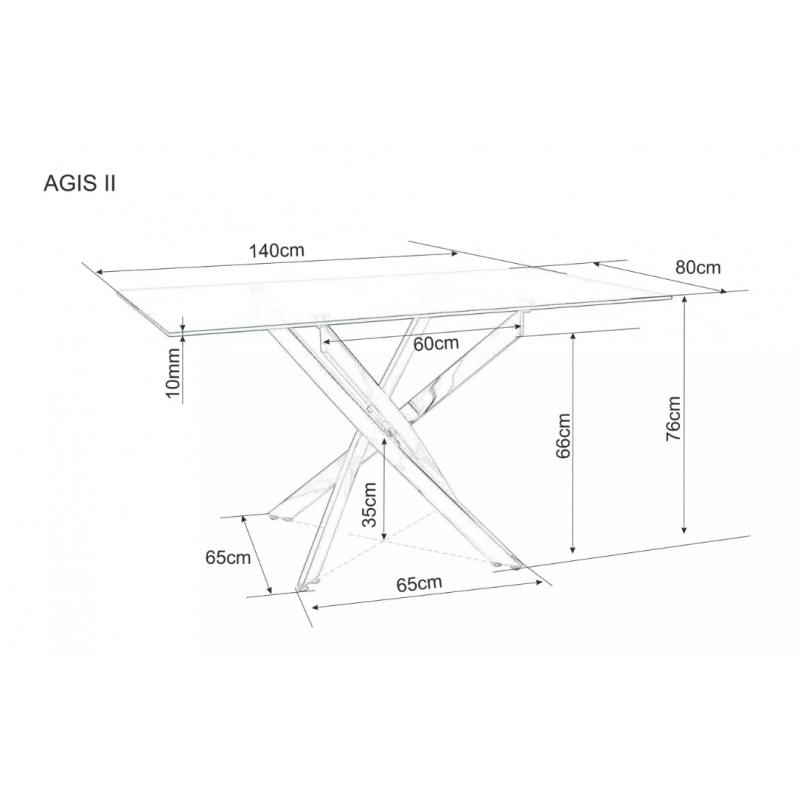 Stół Agis II transparentny/chrom 140x80