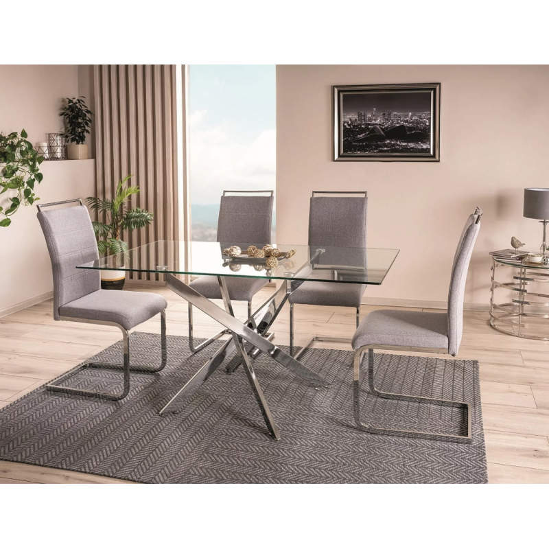 Stół Agis II transparentny/chrom 140x80