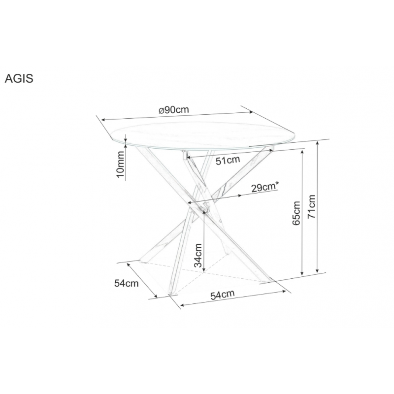 Stół Agis transparentny/chrom FI90