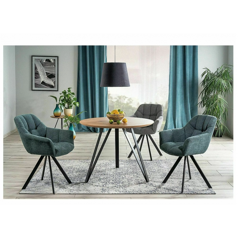 Stół Tetis dąb/czarny mat stelaż FI100