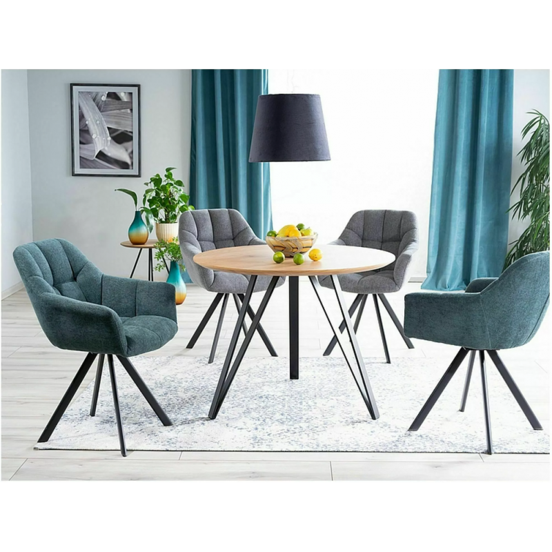 Stół Tetis dąb/czarny mat stelaż FI100