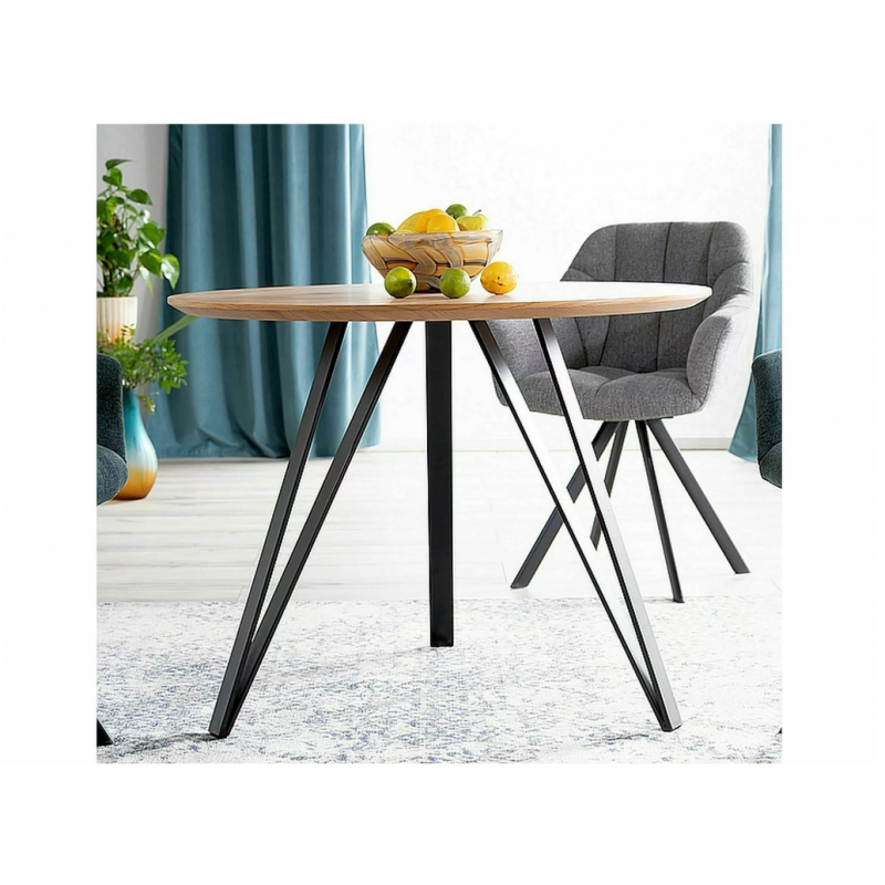 Stół Tetis dąb/czarny mat stelaż FI100