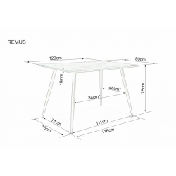 Stół Remus dąb/czarny stelaż 120X80