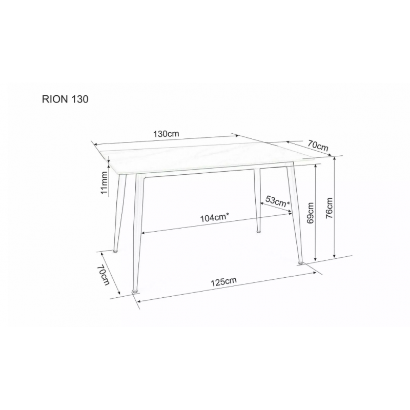 Stół Rion biały/czarny stelaż 130X70