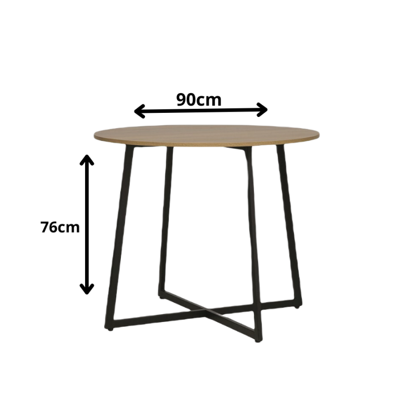 Stół Luna dąb/czarny FI 90