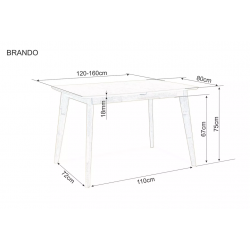 Stół rozkładany Brando dąb 120(160)x80