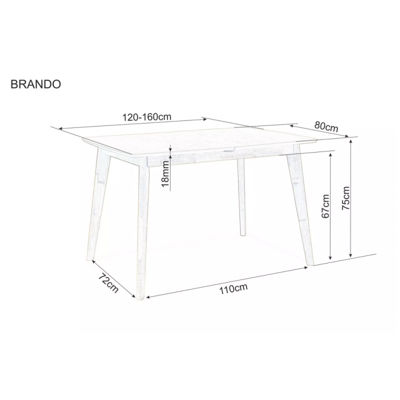 Stół rozkładany Brando dąb 120(160)x80