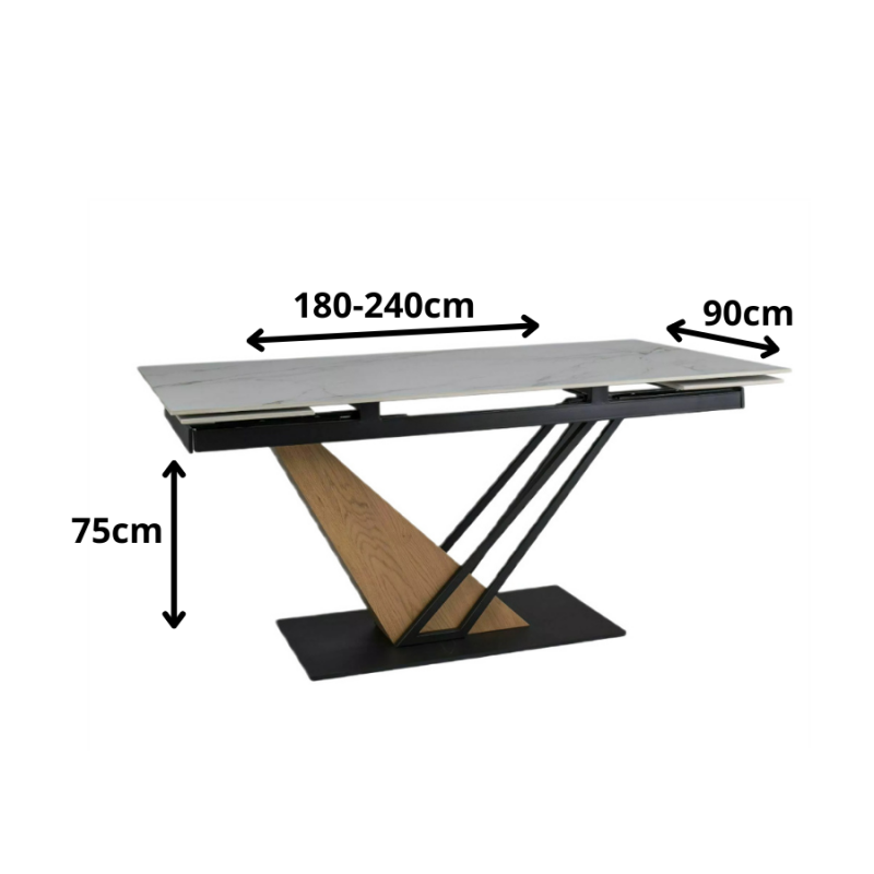 Nowoczesny stół Genesis biały/dąb 180(240)x90