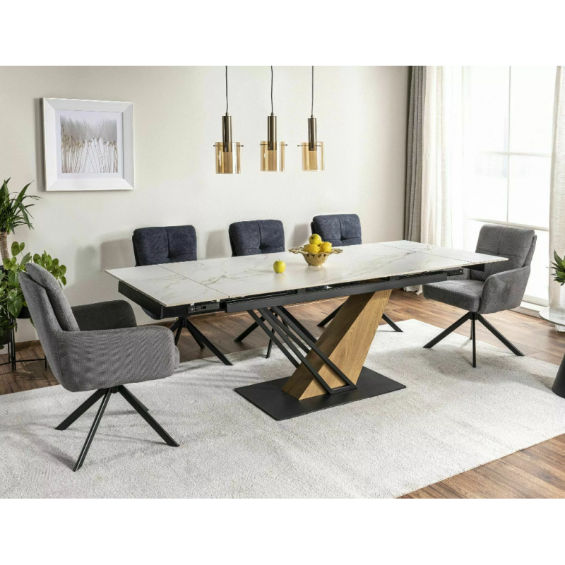 Nowoczesny stół Genesis biały/dąb 180(240)x90