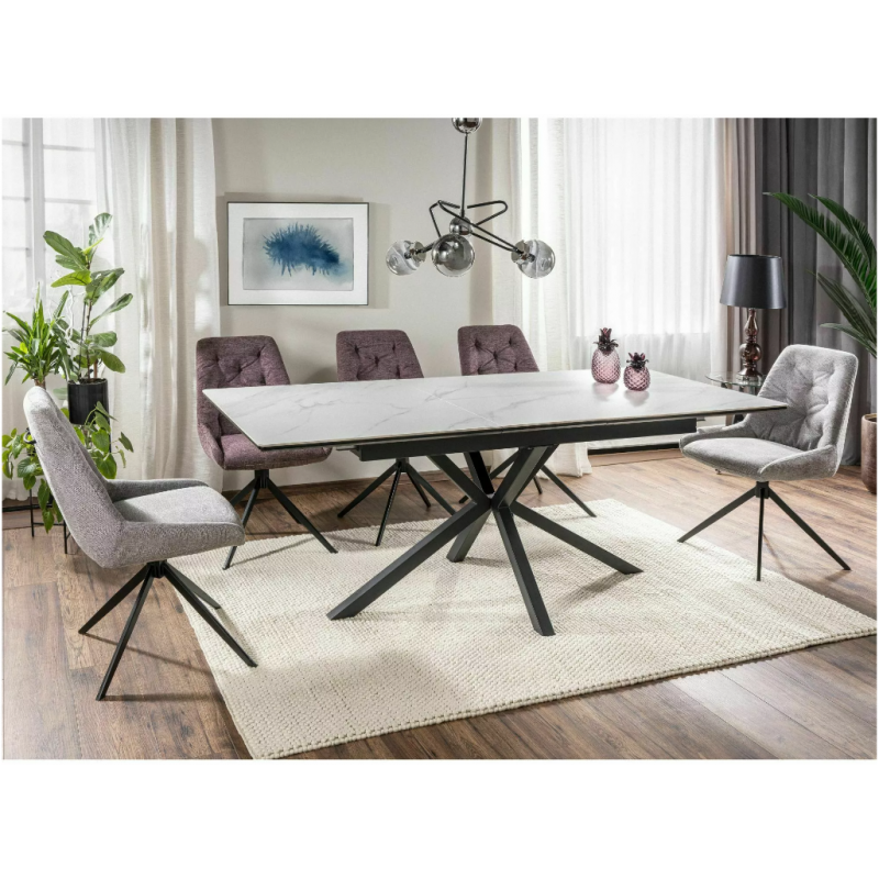 Stół Logan Ceramic biały/czarny mat 160(200)x90